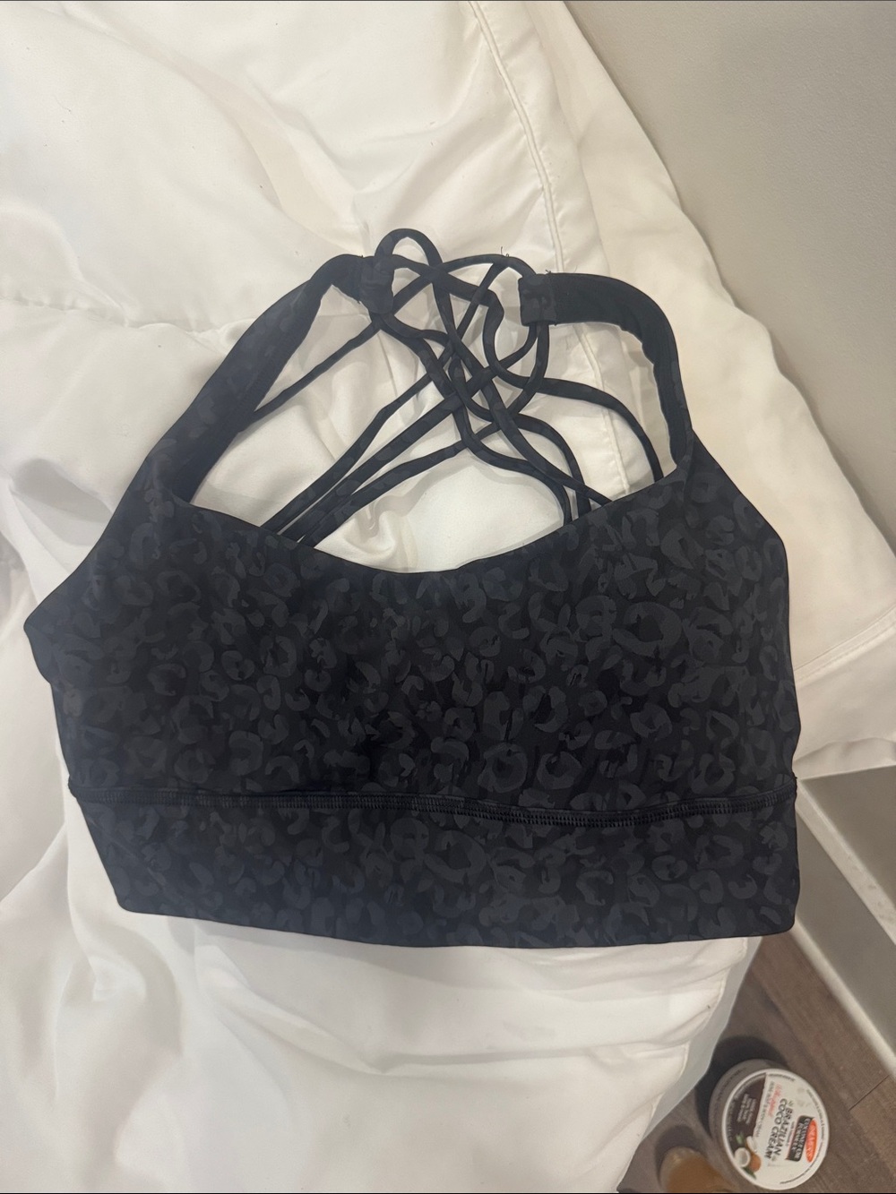 lululemon athletica Black Leopard-Print Strappy Sports Bra